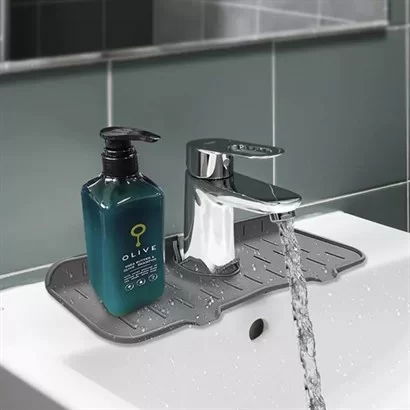 Silicone Flexible Matte Faucet Handle Drip Catcher Shelf Kitchen Counter Splash Guard For Tufeyo Sink