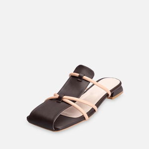 Lowet Brown Skin Heeled Slippers