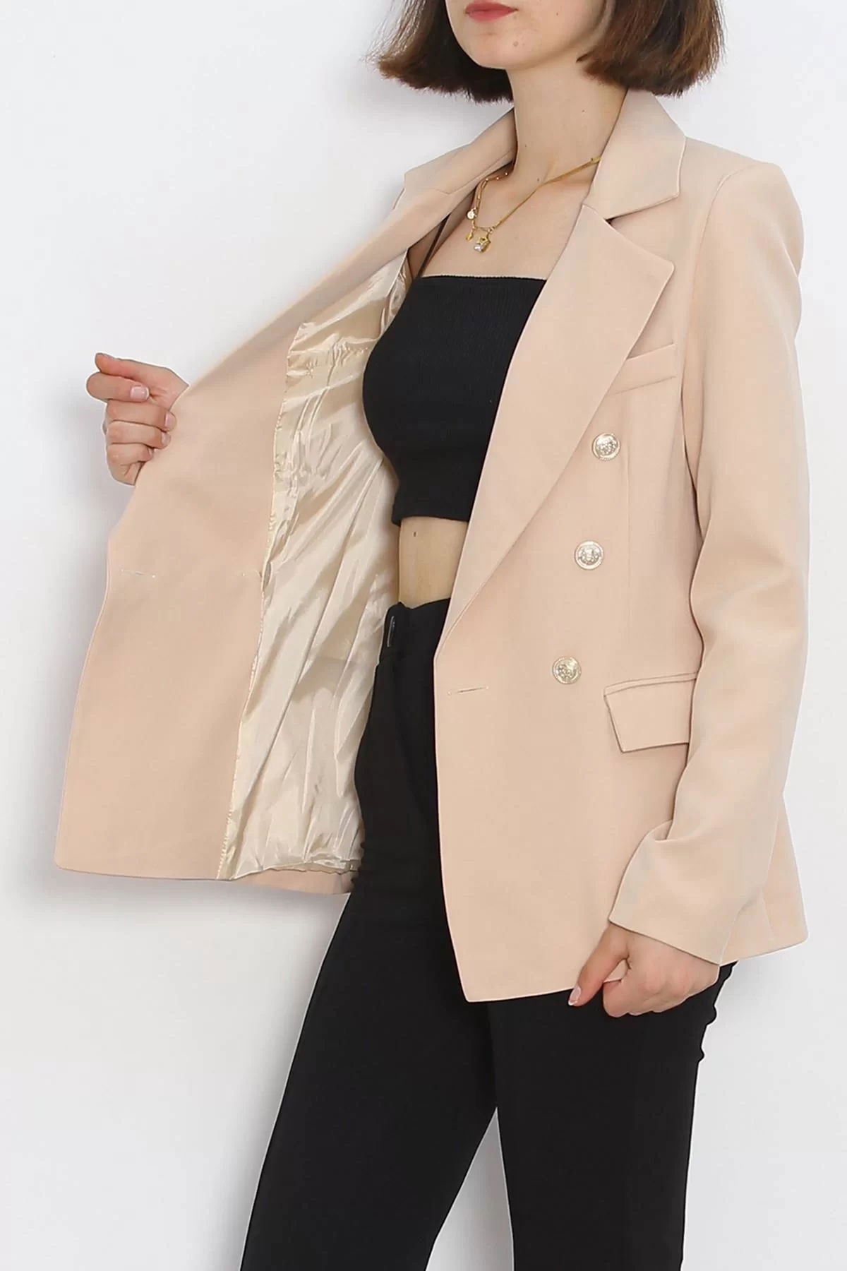 Gold Buttoned Blazer Jacket Mink - 912.1247.