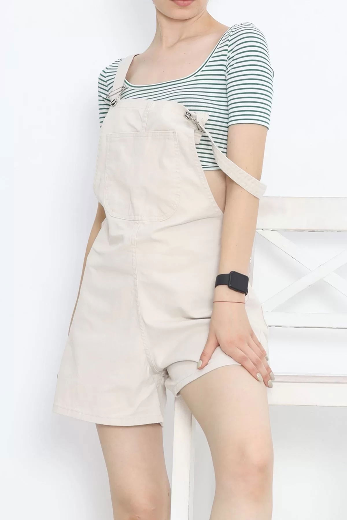 Denim Salopet Stone with Shorts - 15146.1184.