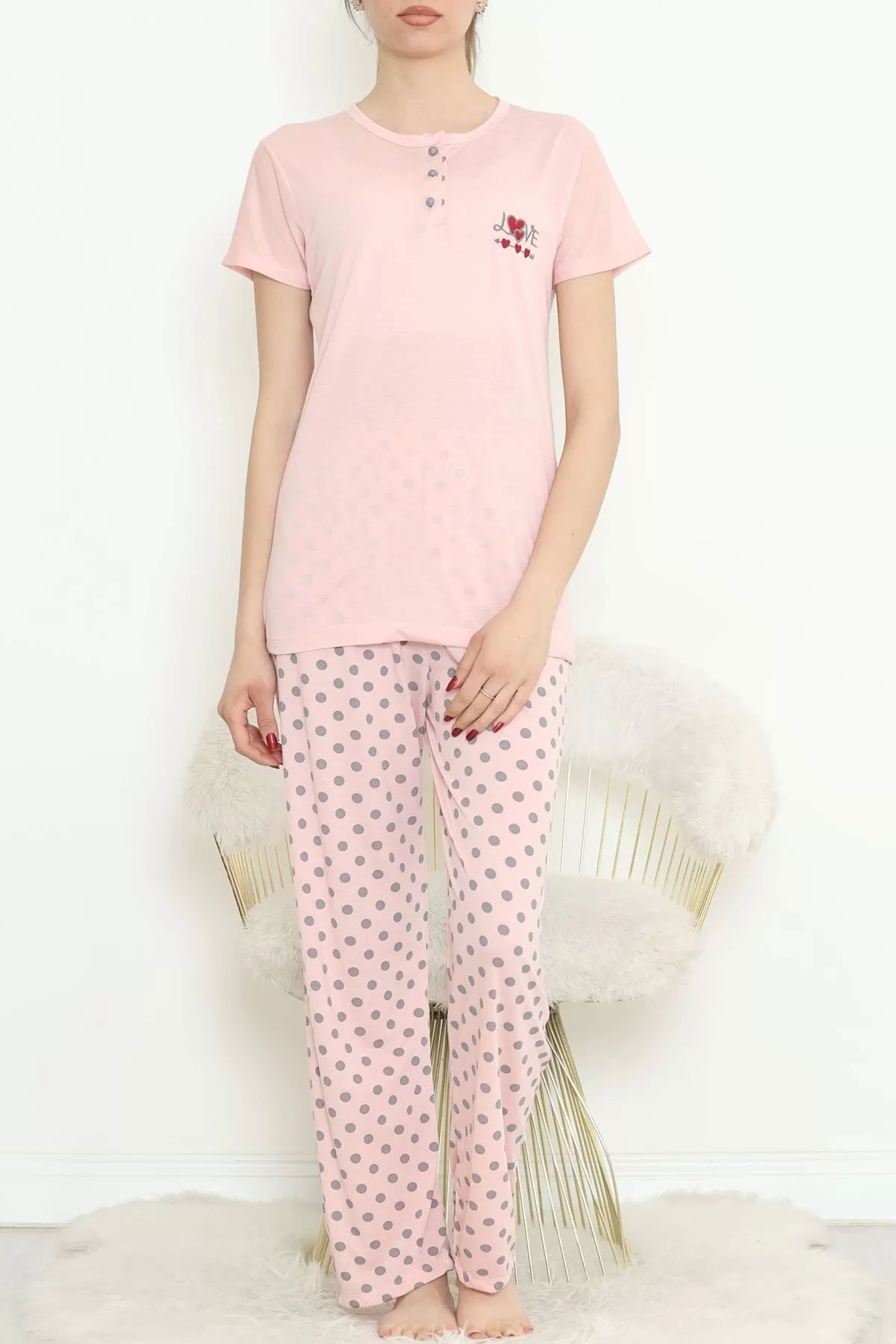 Button Pajama Set Pink - 704.1287.