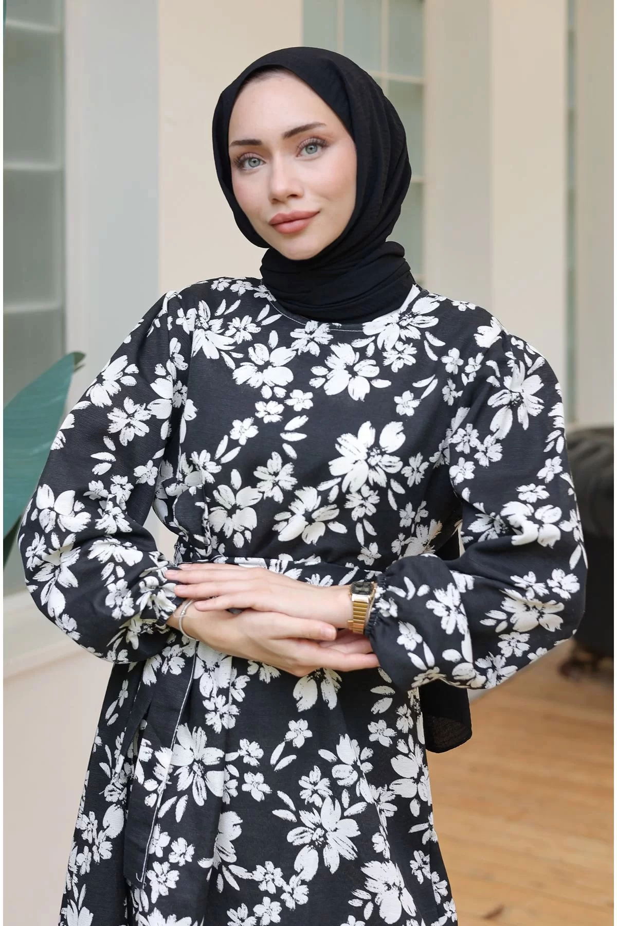 Patterned Dress Black - 10067.1778.