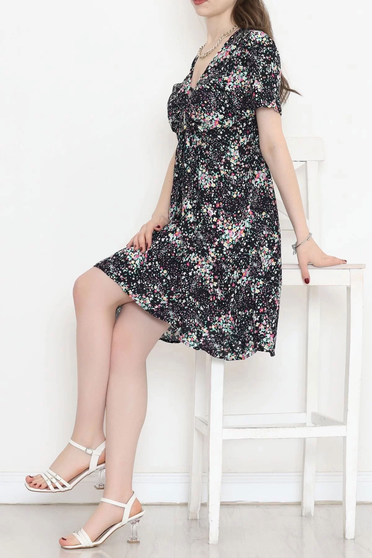 Shirred Front Dress Navy Blue - 152478.701.