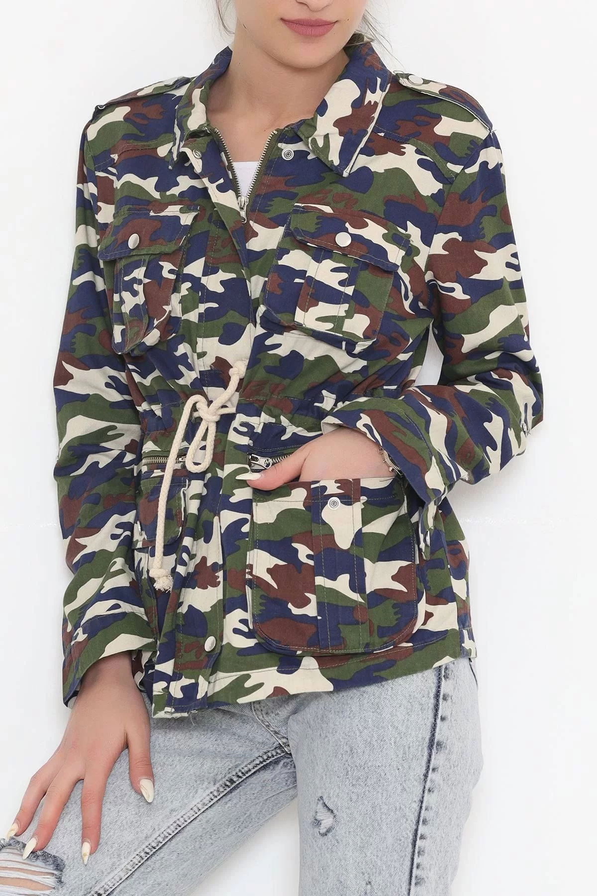 Camouflage jacket with waist tie Hakilaci - 2022.1367.