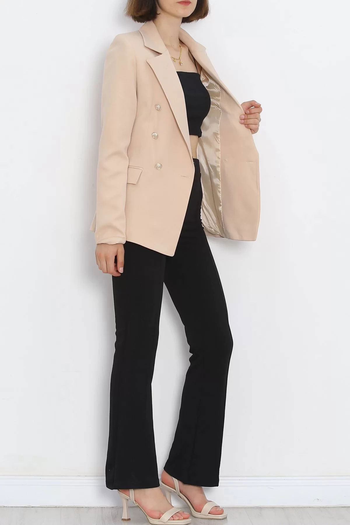 Gold Buttoned Blazer Jacket Mink - 912.1247.