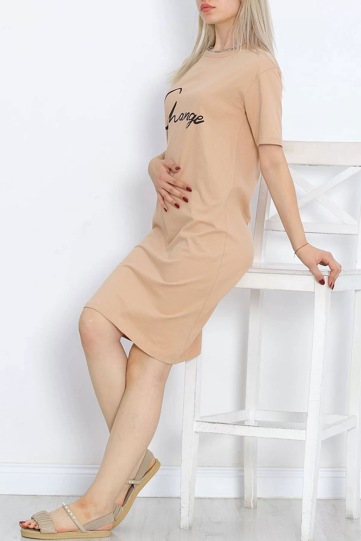 Printed Suprem Dress Beige - 15867.1567.