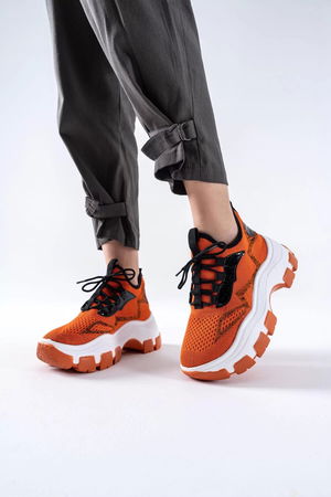 Toga Orange Tricot Lace-up Sneakers