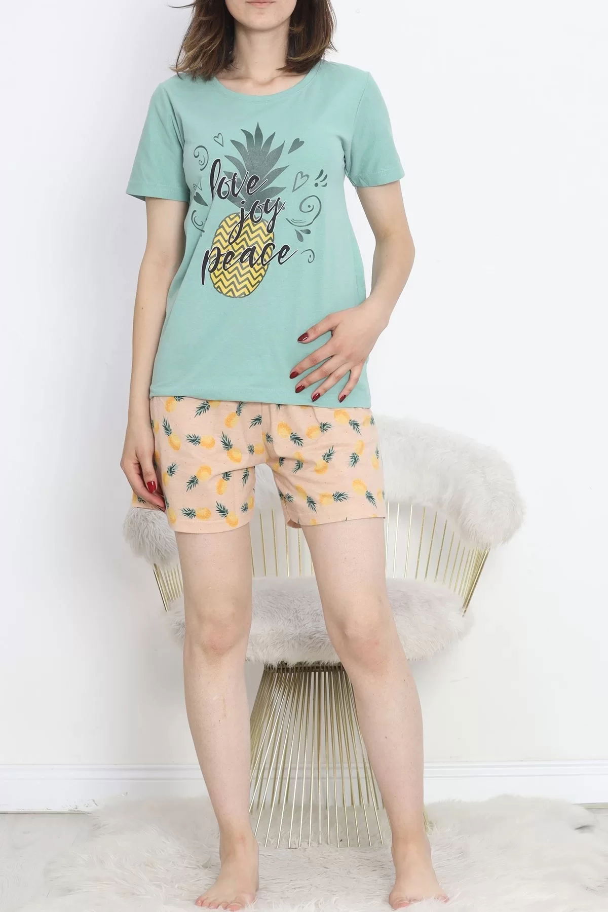 Patterned Shorts Set Mint - 15280.1773.