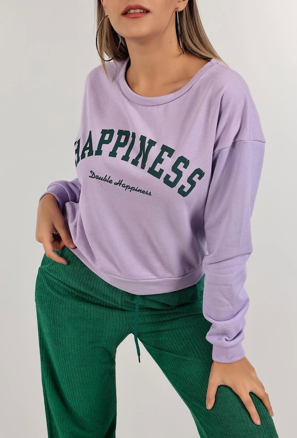 Printed Crop Sweat Lilac - 0135.159.