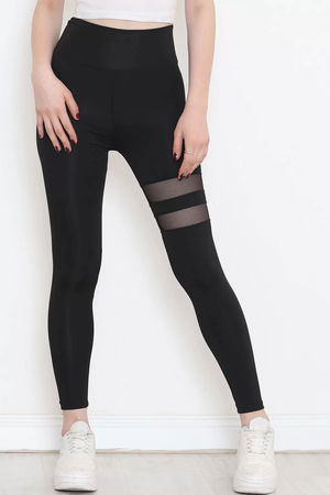 Tulle Detailed Leggings Black - 18347.1301.