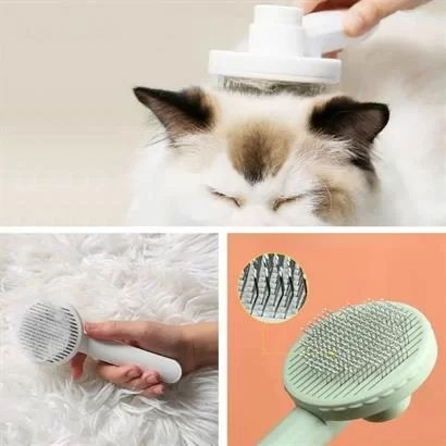 Tufeyo Push Button Cat Dog Hair Picker Massager Pet Brush