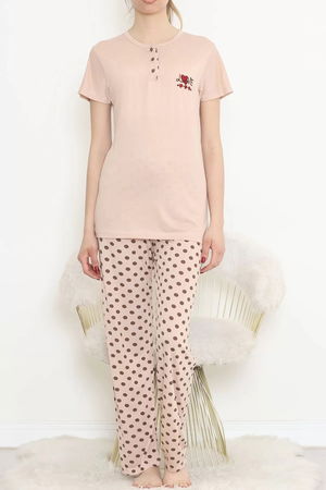 Button Pajama Set Beige - 704.1287.