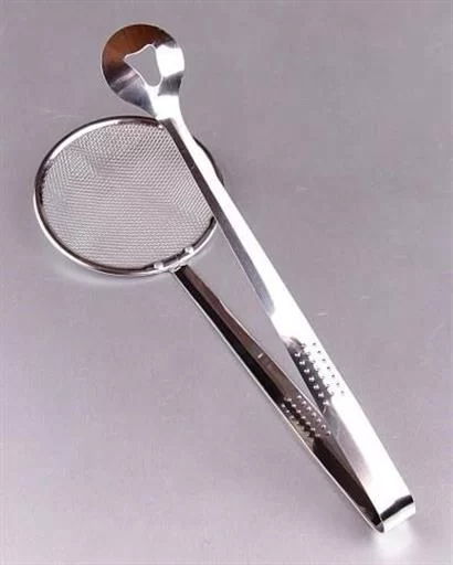 Tufeyo Multipurpose Stainless Metal Boiling and Frying Tongs with Strainer