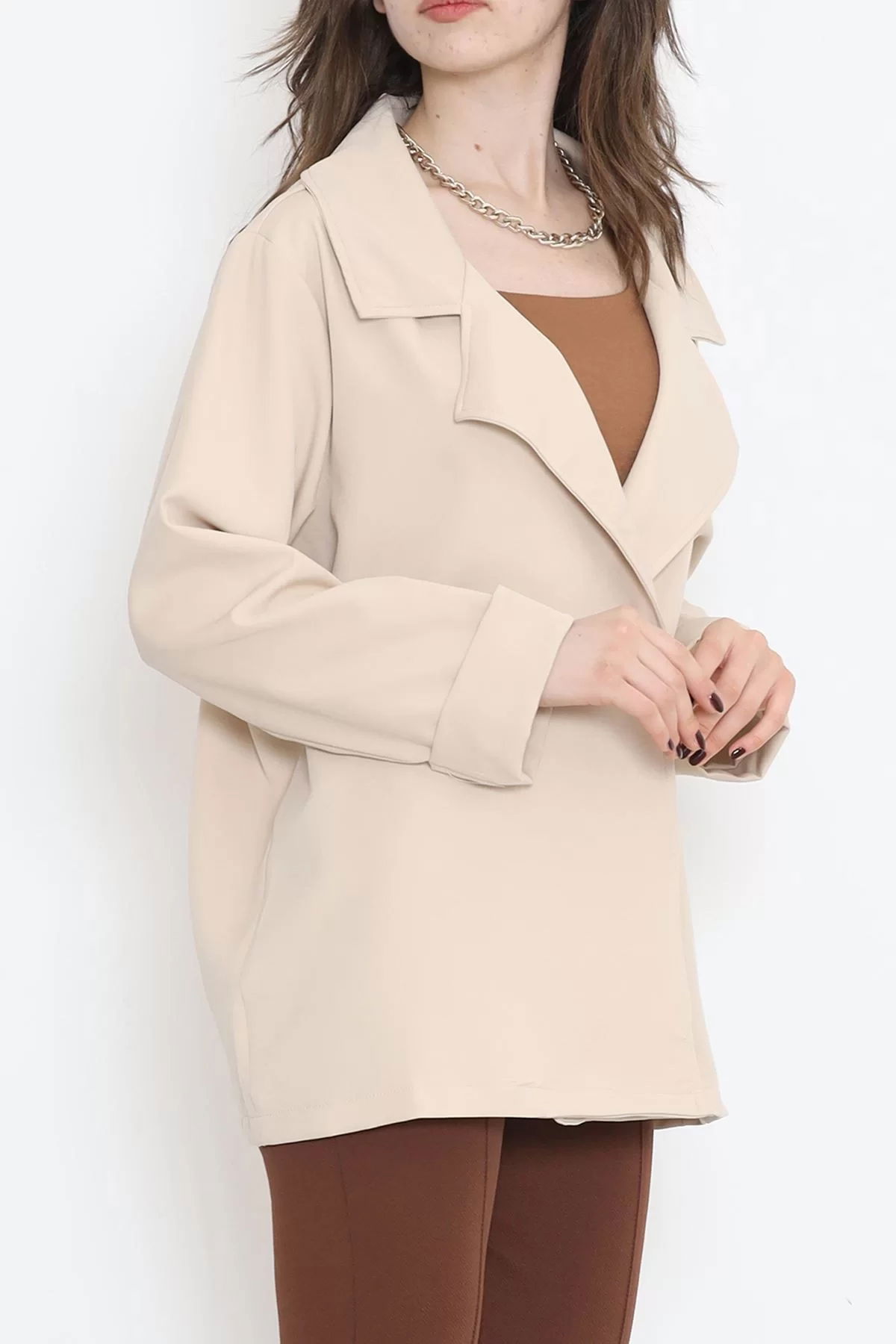 Oversize Button Jacket Beige - 951.1247.