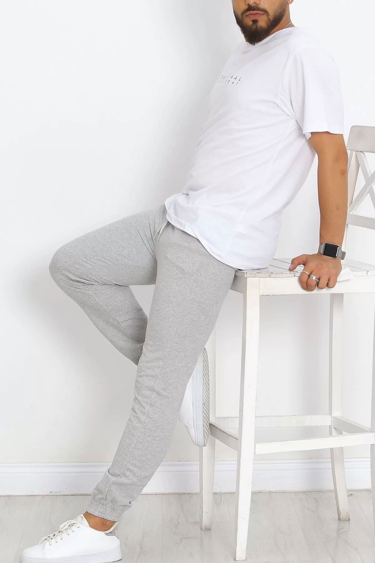 Men's Sweatpants Gray with Elasticated Leg - 16818.1778.