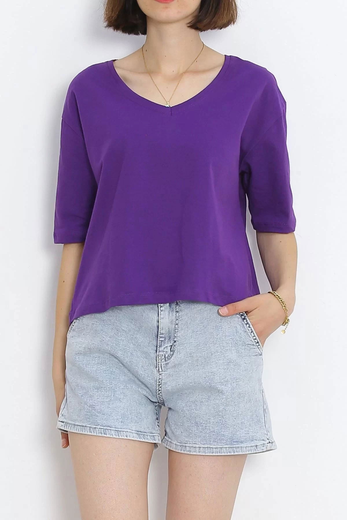 V-neck T-shirt Purple - 18912.1567.