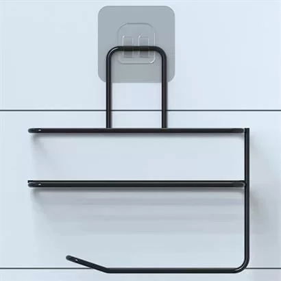 Tufeyo Self-Adhesive Toilet Paper Holder And Spare Shelf - Black Modern Metal Design