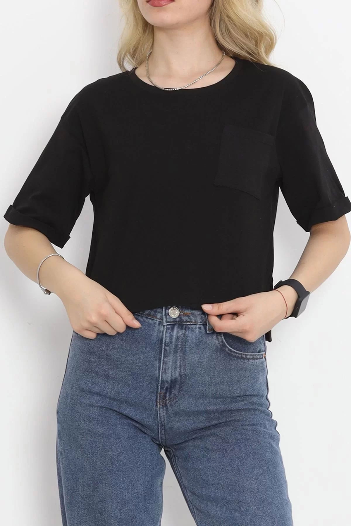 T-shirt with pocket and slit Black - 41008.1567.