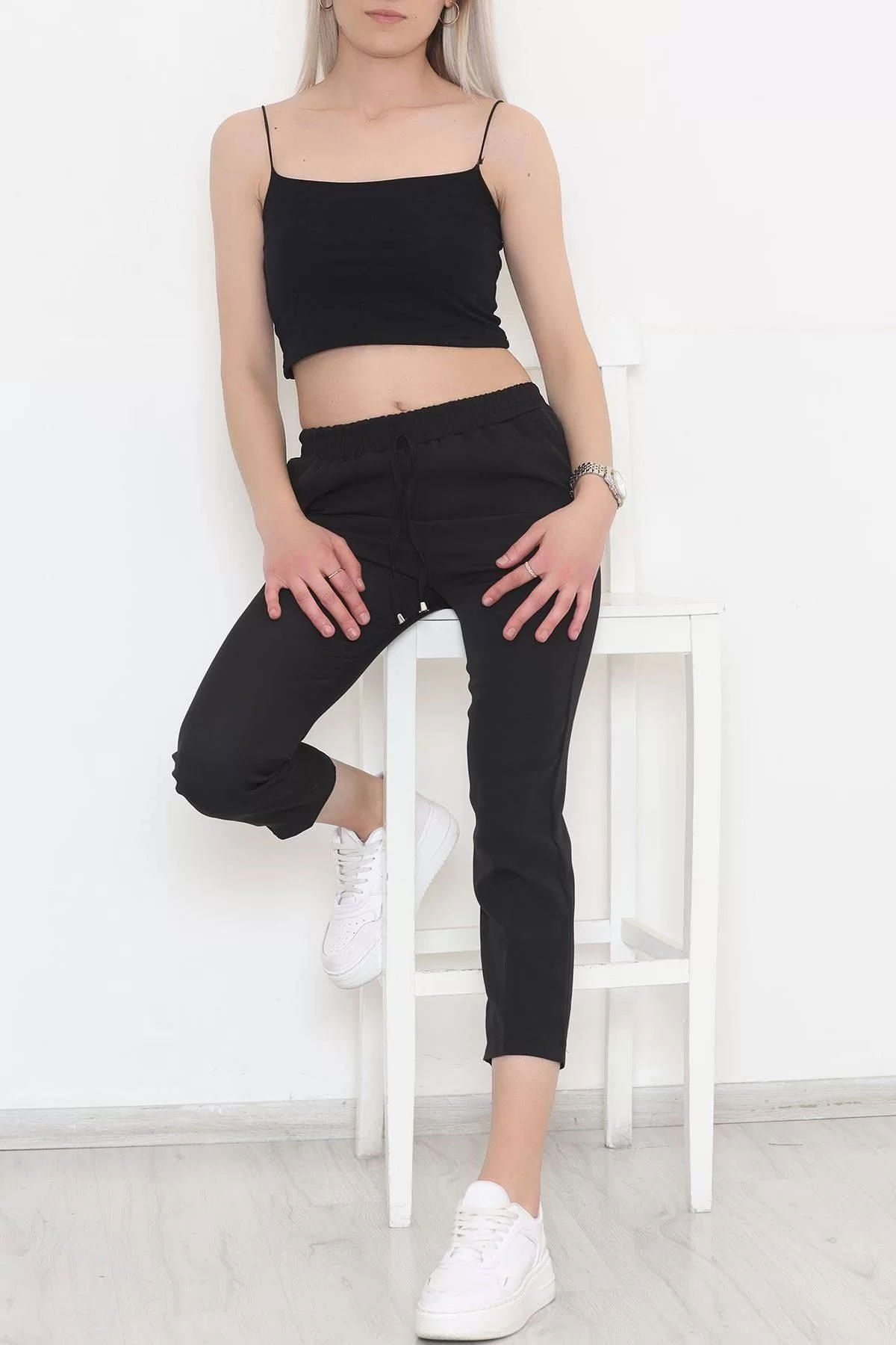 Elastic Waist Double Pants Black - 20918.683.