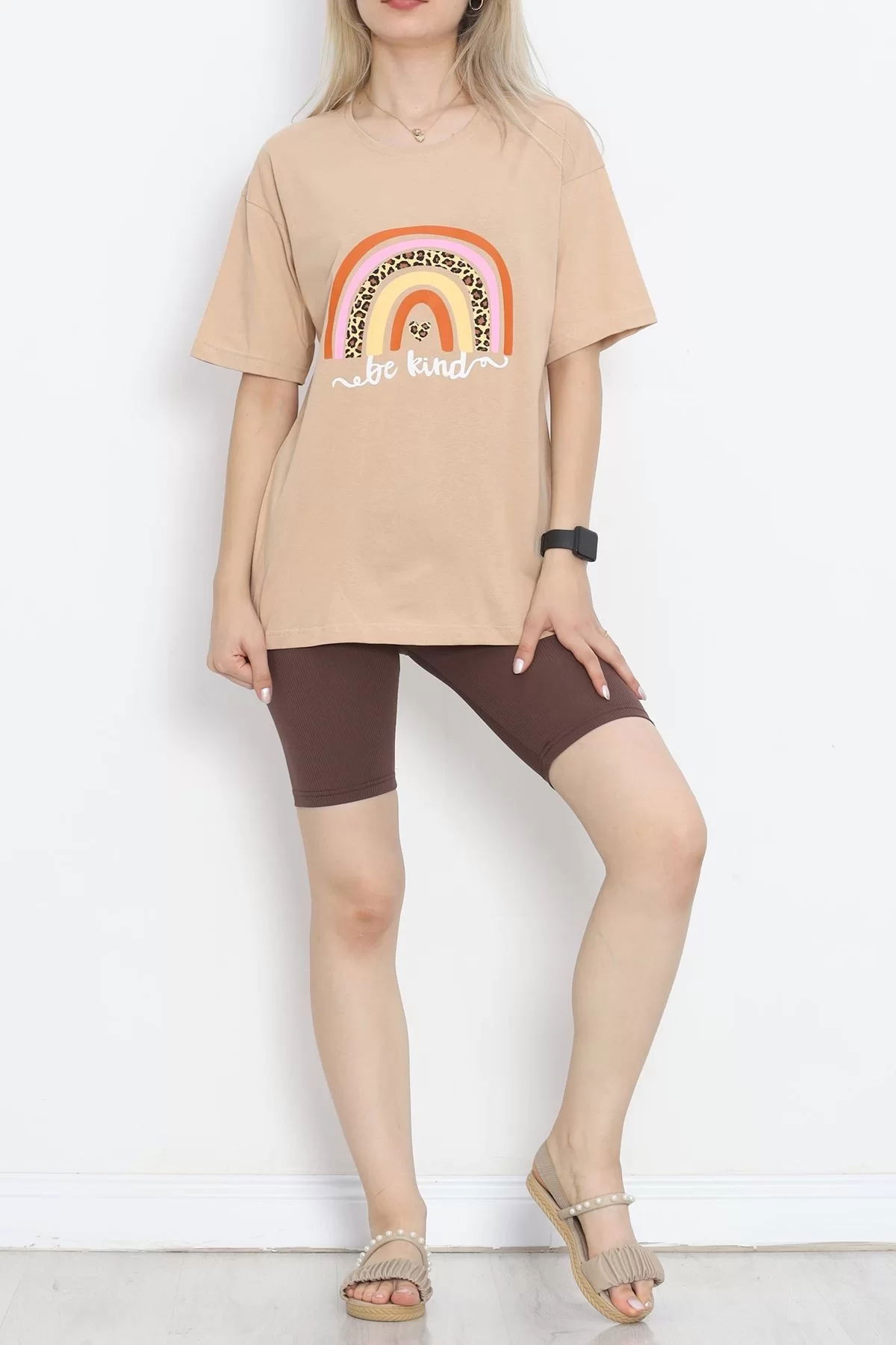 Printed Crew Neck T-shirt Mink - 16522.1567.