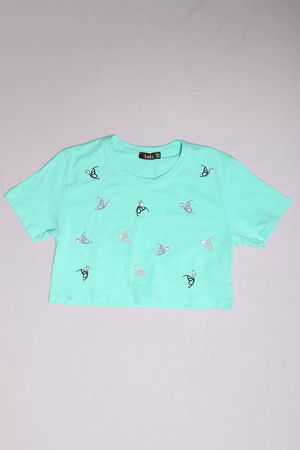 Children's T-shirt Mint with Stones Ages 10-16 - 17786.1567.