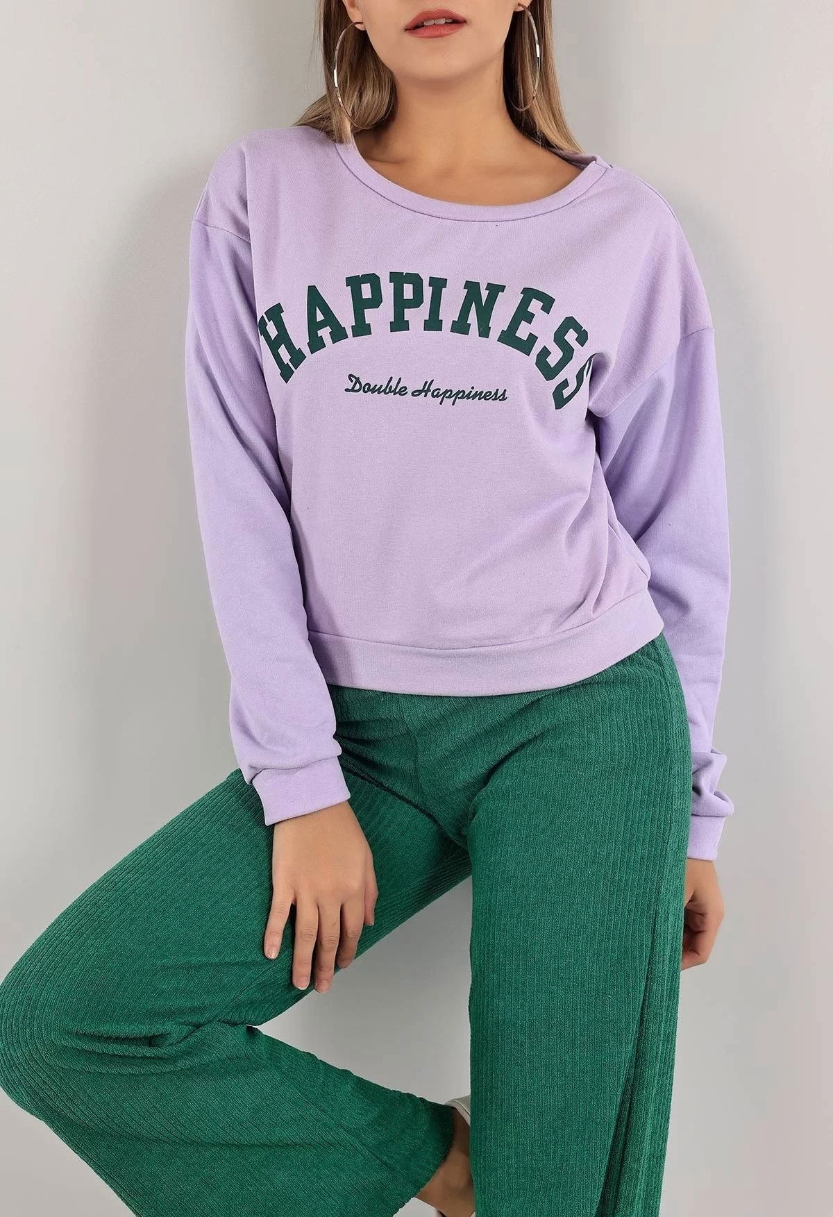 Printed Crop Sweat Lilac - 0135.159.