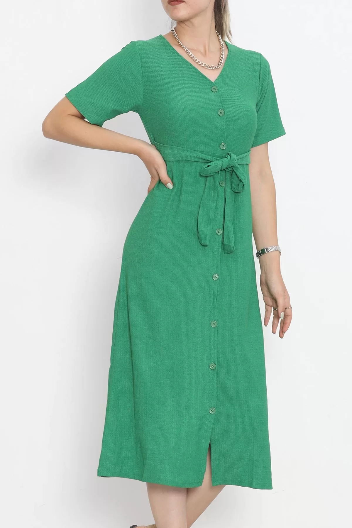 Button Front Dress Green - 12181.1254.