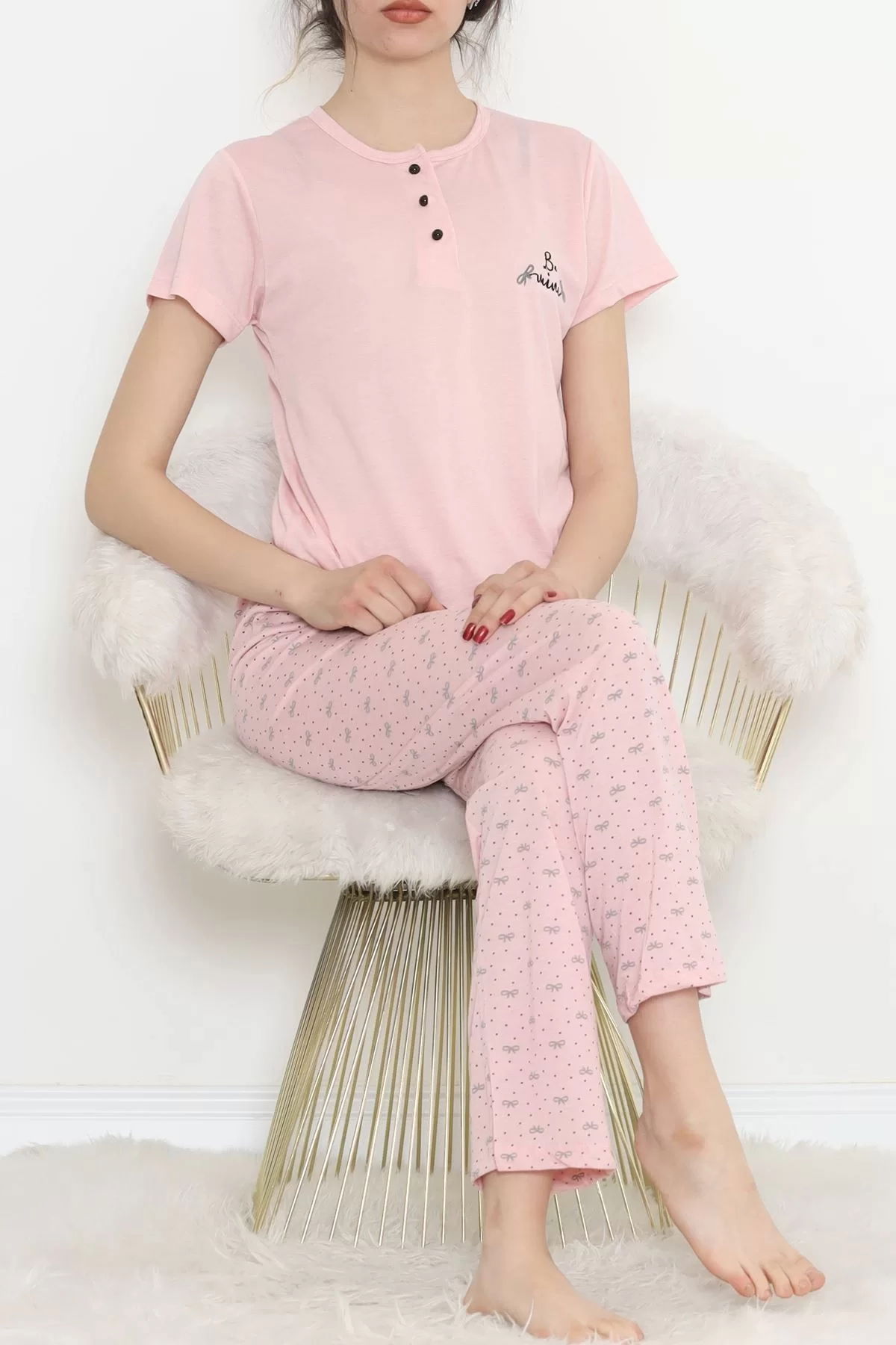 Button Pajama Set Powder2 - 704.1287.