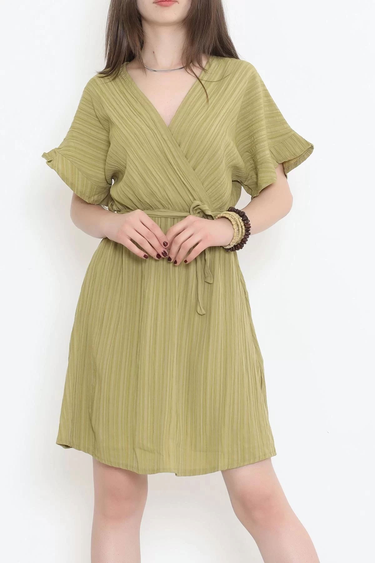 Double-breasted Collar Dress Green - 17368.701.