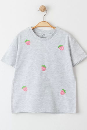 3-7 Years Embroidered Kids T-Shirt Gray - 624755.1576.