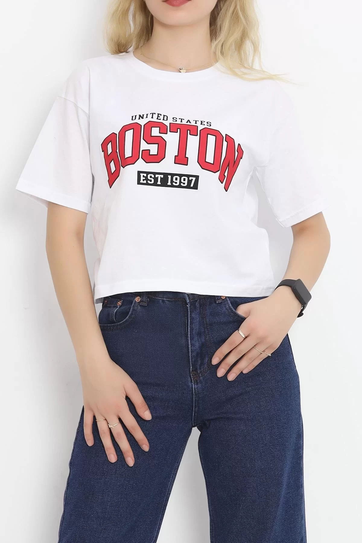 Printed Crop T-shirt White - 16473.1567.