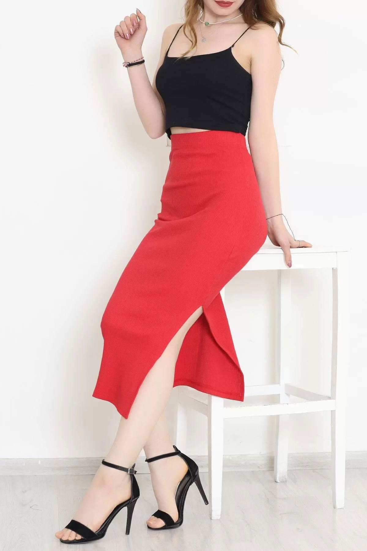 Camisole Skirt with Slits Red - 108001.1567.