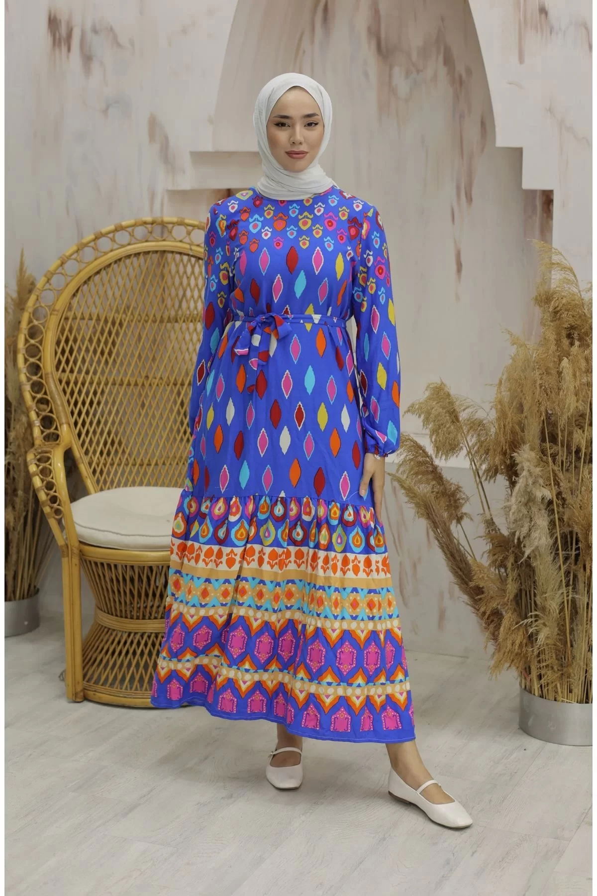 Coral Pattern Dress Blue - 20337.1778.