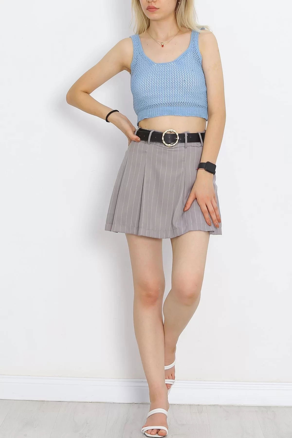 Strappy Crop Sweater Tank Blue - 18955.1247.