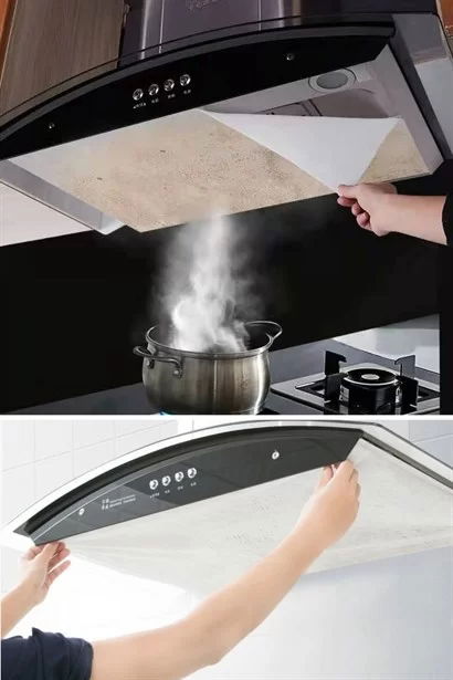 Tufeyo 2-Piece Oil Absorber Anti-Fume Practical Kitchen Hood Protector Durable Replacement Filter 45x90cm