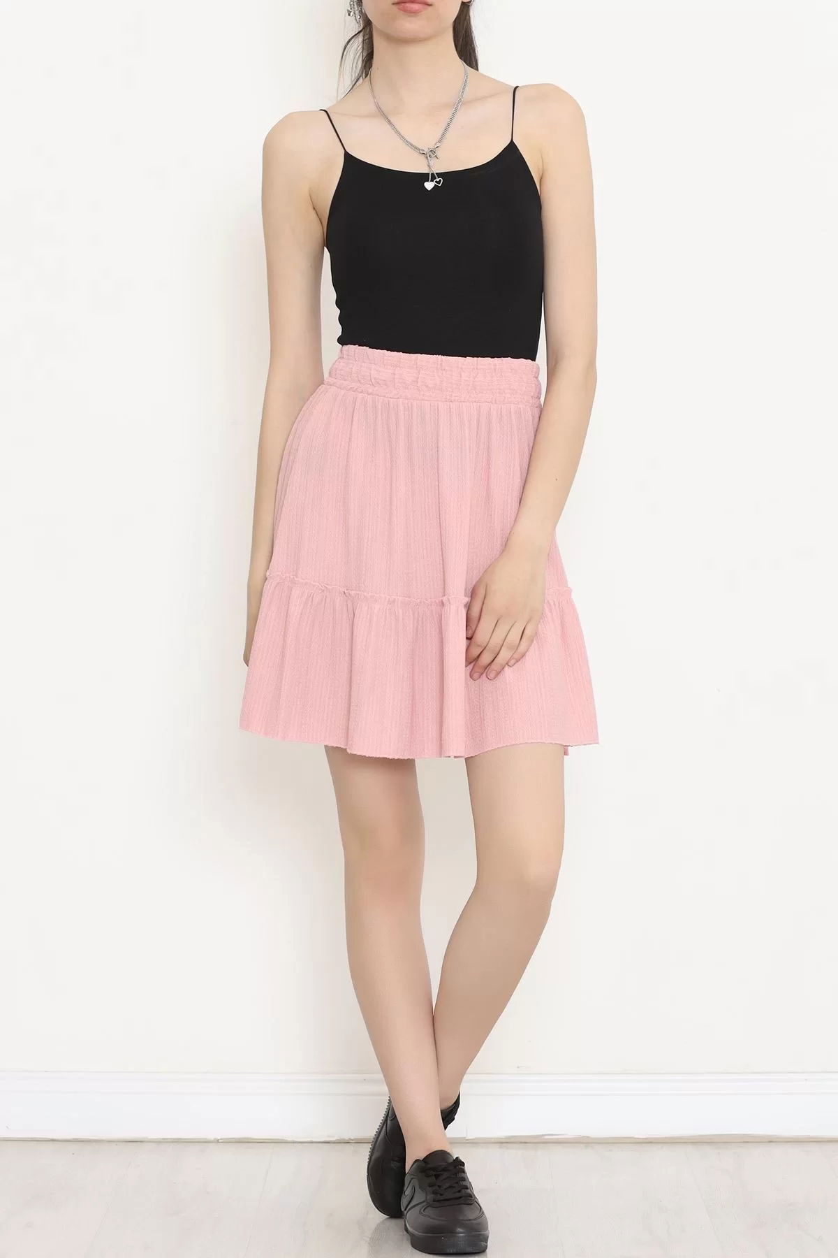 Pleated Ruffled Flared Skirt Rose Dry - 16559.631.