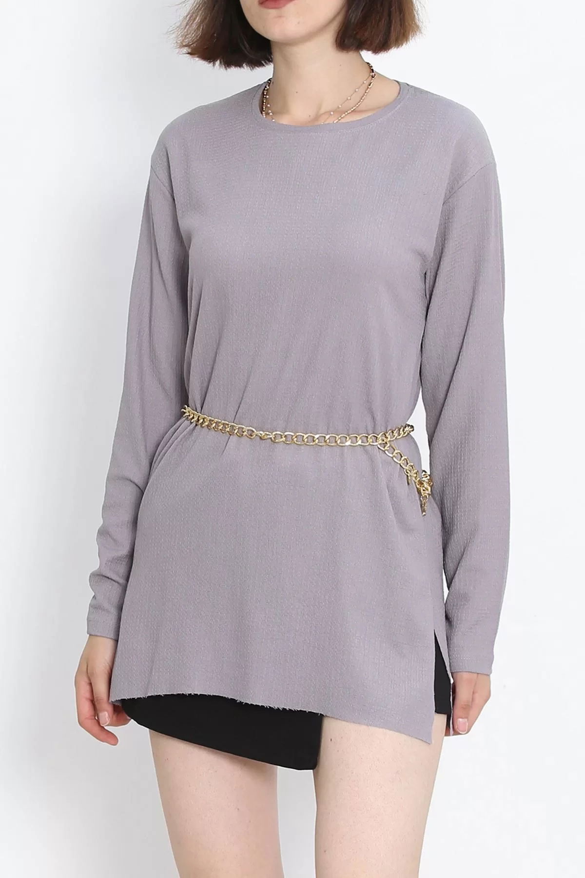 Burgundy Long Sleeve Tunic Gray - 20398.1778.