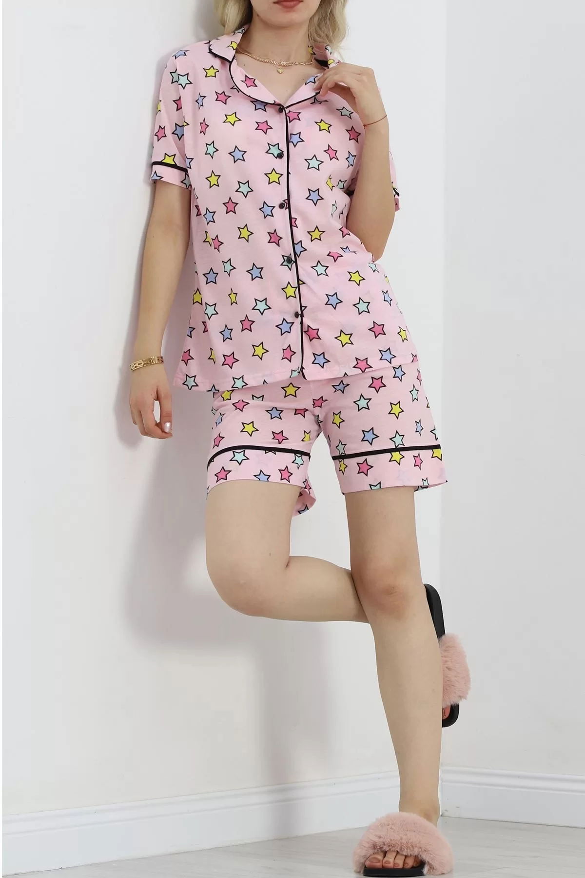 Buttoned Shorts Pajama Set Light Pink - 18944.1567.