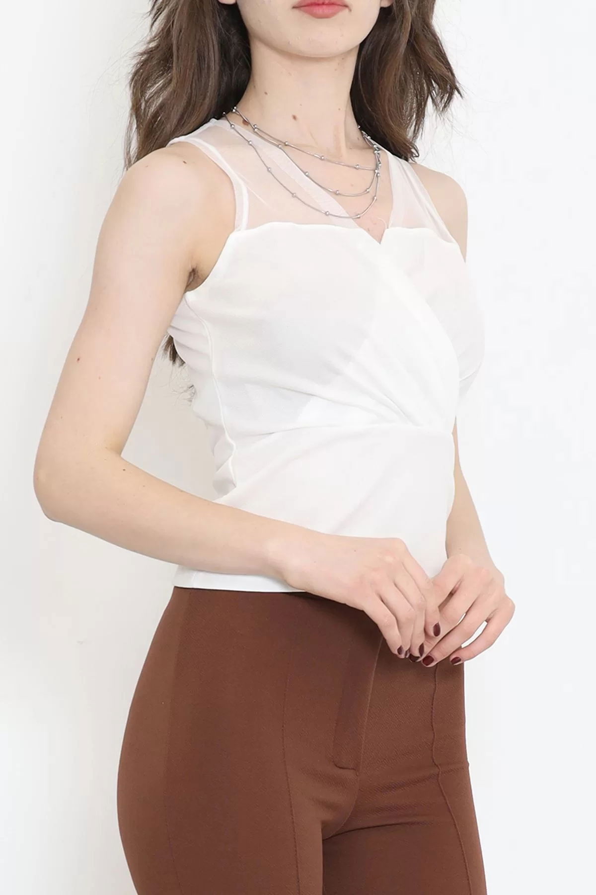 Deep V Neck Blouse White - 12227.631.