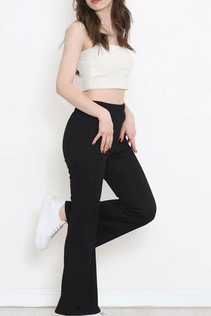 Flared Crepe Crepe Leggings Pants Black - 152426.1778.