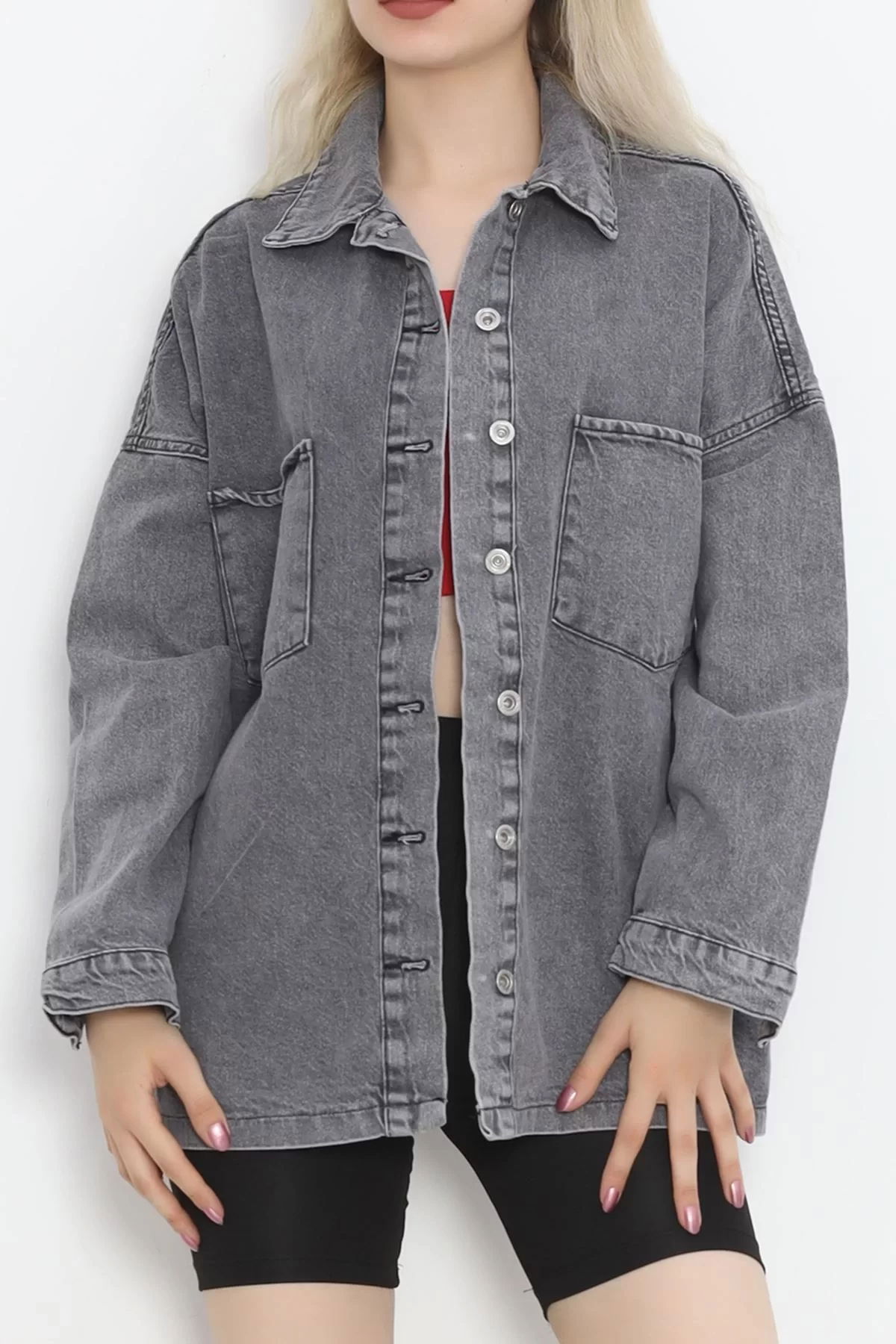 Denim Shirt Anthracite with Front Pocket - 16699.1778.