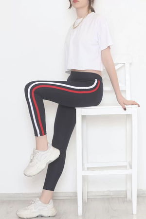 Double Stripe Ribbed Leggings Navy Red - 9948.1567.