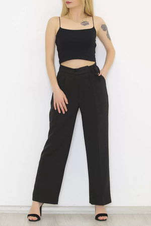 Palazzo Pants with Waist Ties Black - 20701.683.