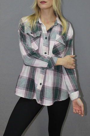 Oversized Plaid Shirt Green - 4686.140