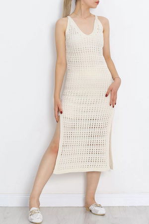 Knitwear Dress with Slits Beige - 18923.1247.