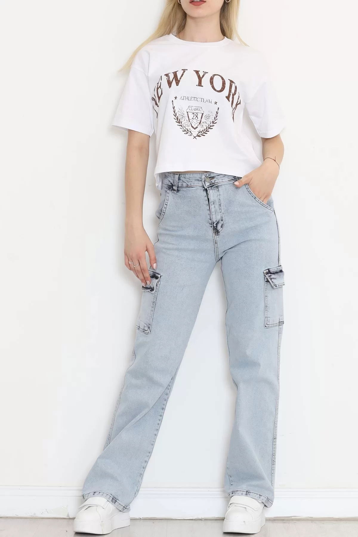 Printed Crop T-shirt White - 16471.1567.