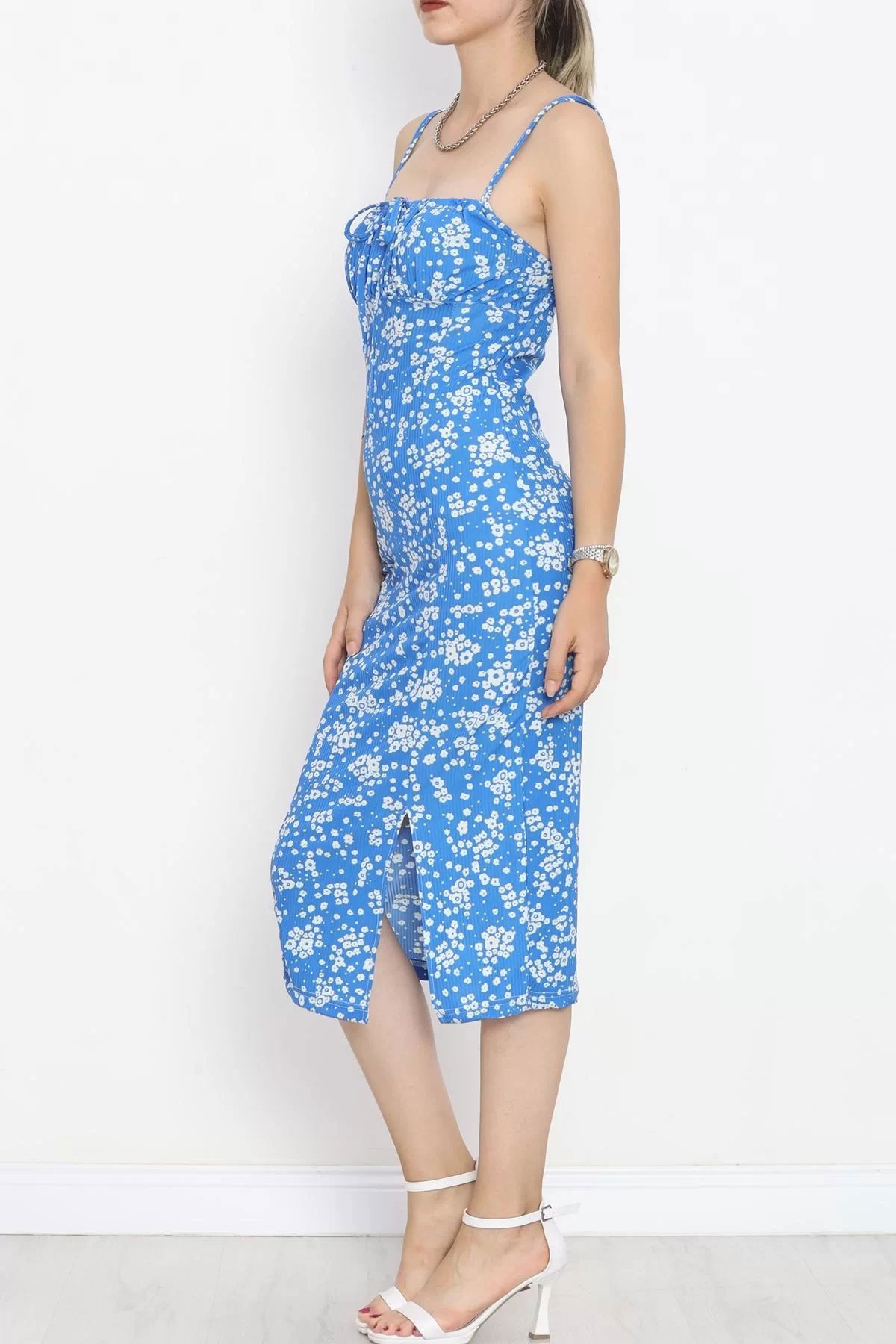 Patterned Dress with Straps Beyazsaks - 650.1247.