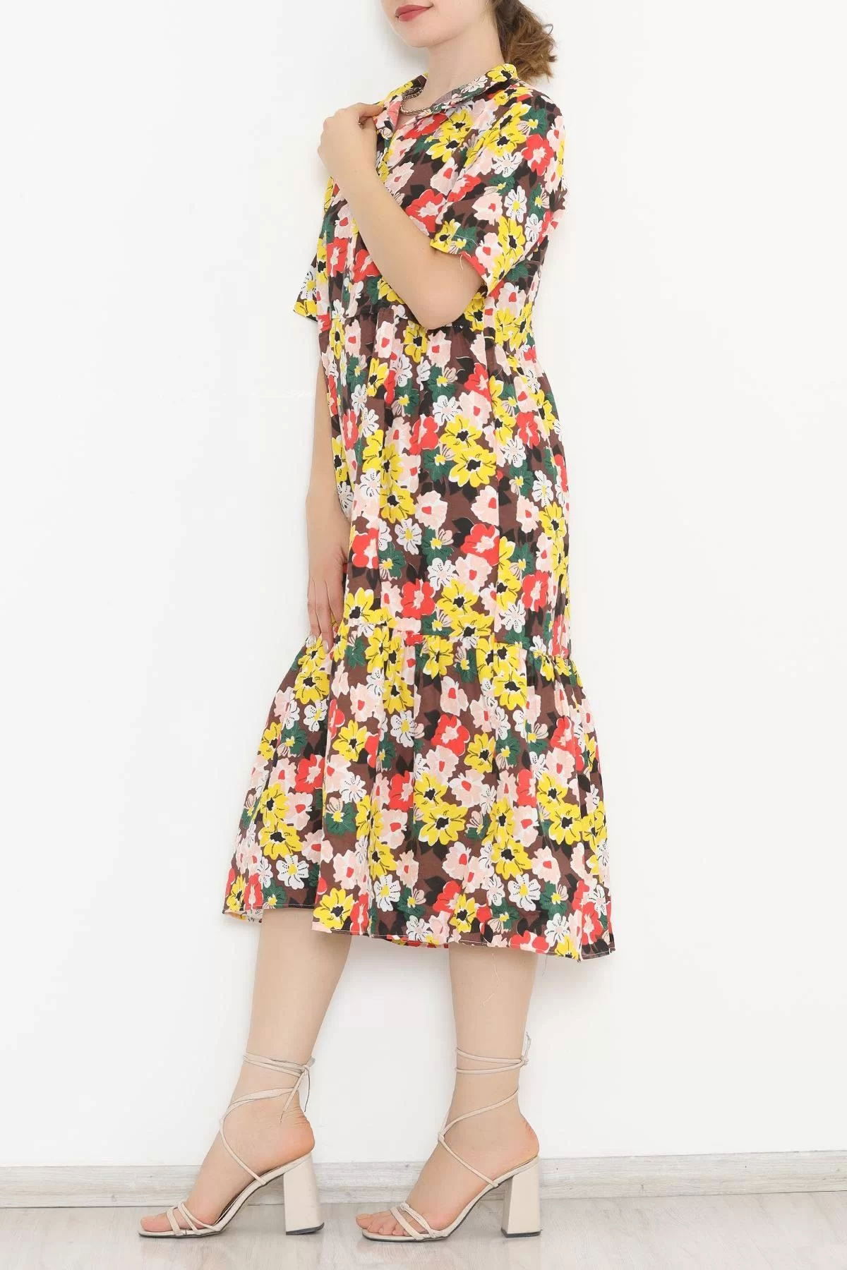 Judge Collar Dress Brown Floral - 11460.701.