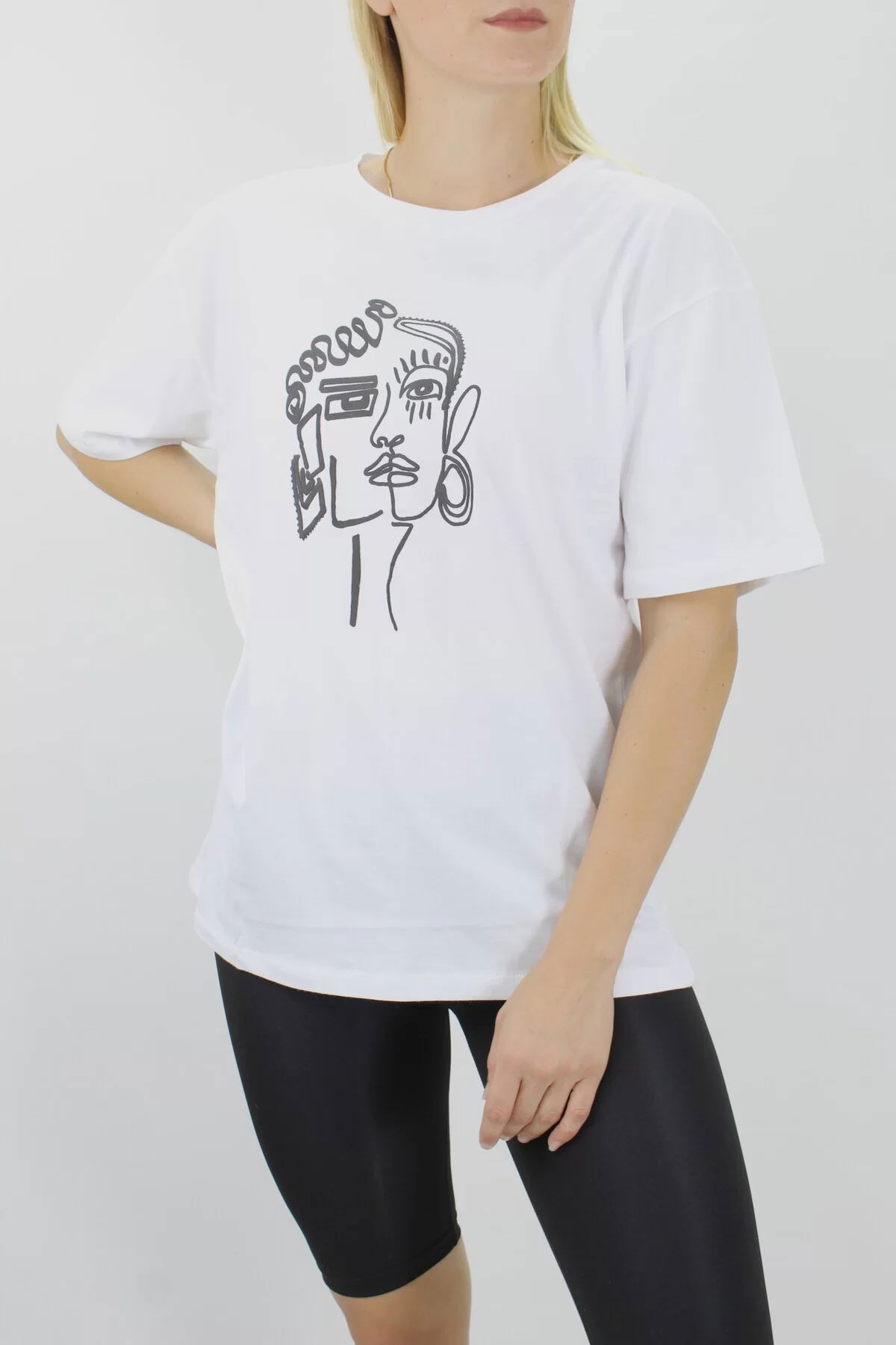 Face Printed T-Shirt White - 144.075