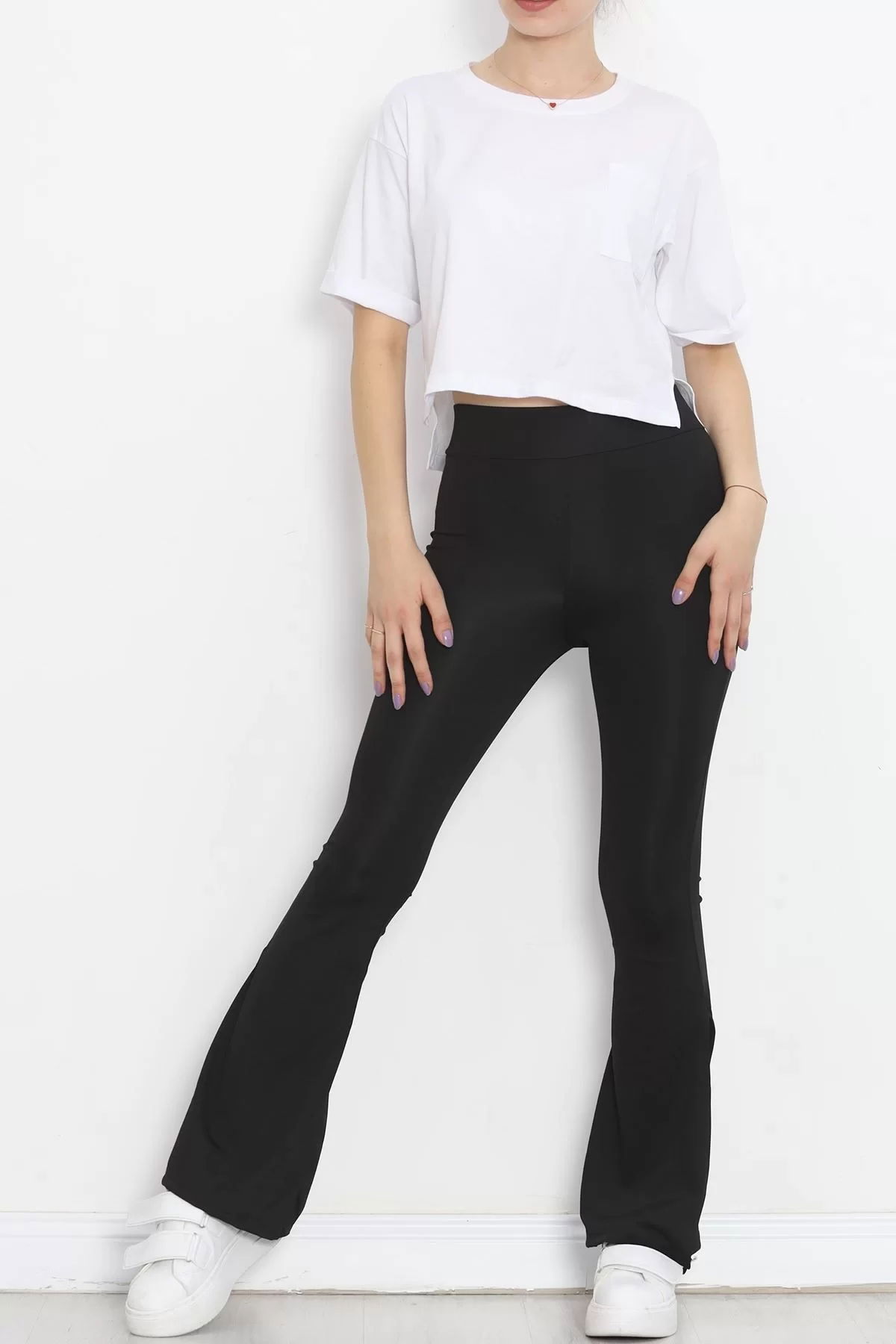 Flared Leggings with Slits Diving Leggings Black - 16809.1098.